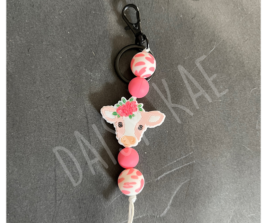 Pink Baby Cow Keychain